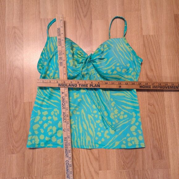 Victorias Secret Push Up Swim Tankini Top Swimsuit Womens 38C Teal Center Tie - Picture 2 of 8